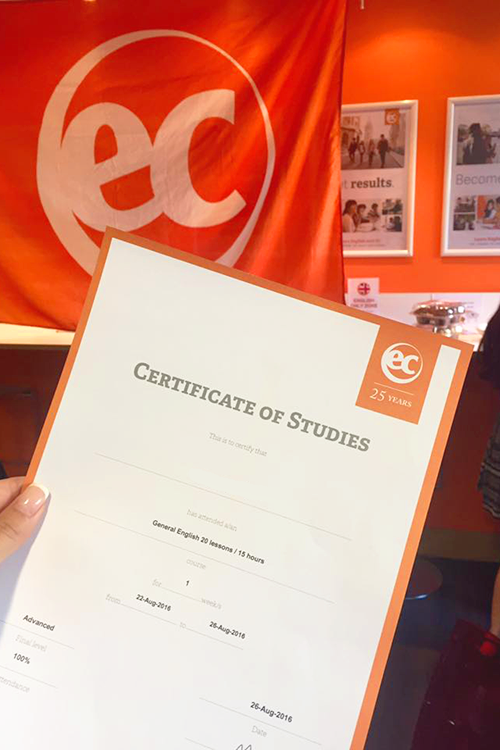 Сертификат студента EC, Brighton Сертификат студента EC, Brighton